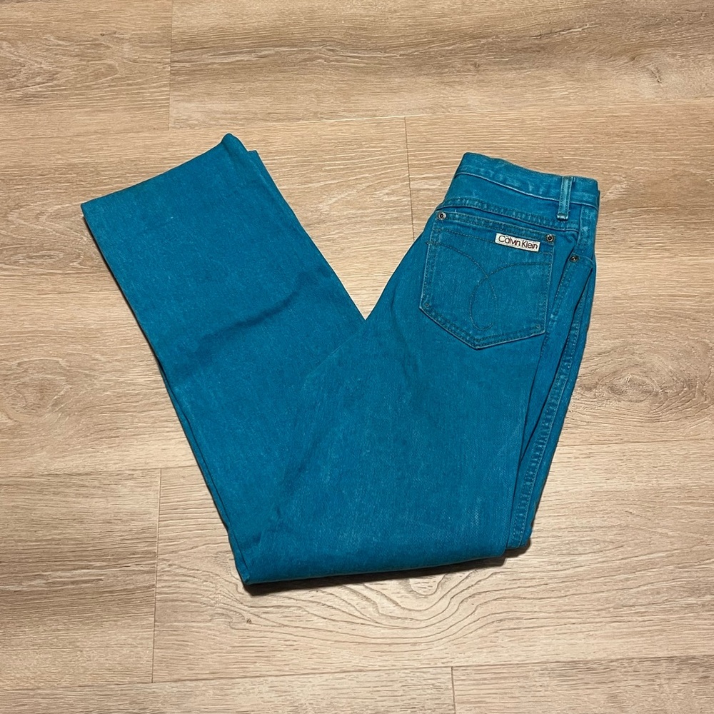 Vintage Calvin Klein Late 70’s‎ Early 80’s Women's Teal High Rise Jeans. Size 10